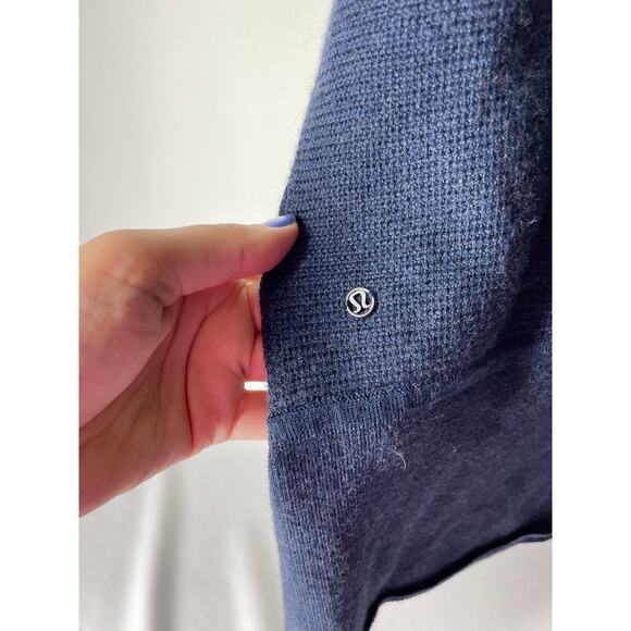 Lululemon Sit In Lotus Wrap Cardigan Navy Blue Merino Wool Blend Size 10 - Picture 4 of 6